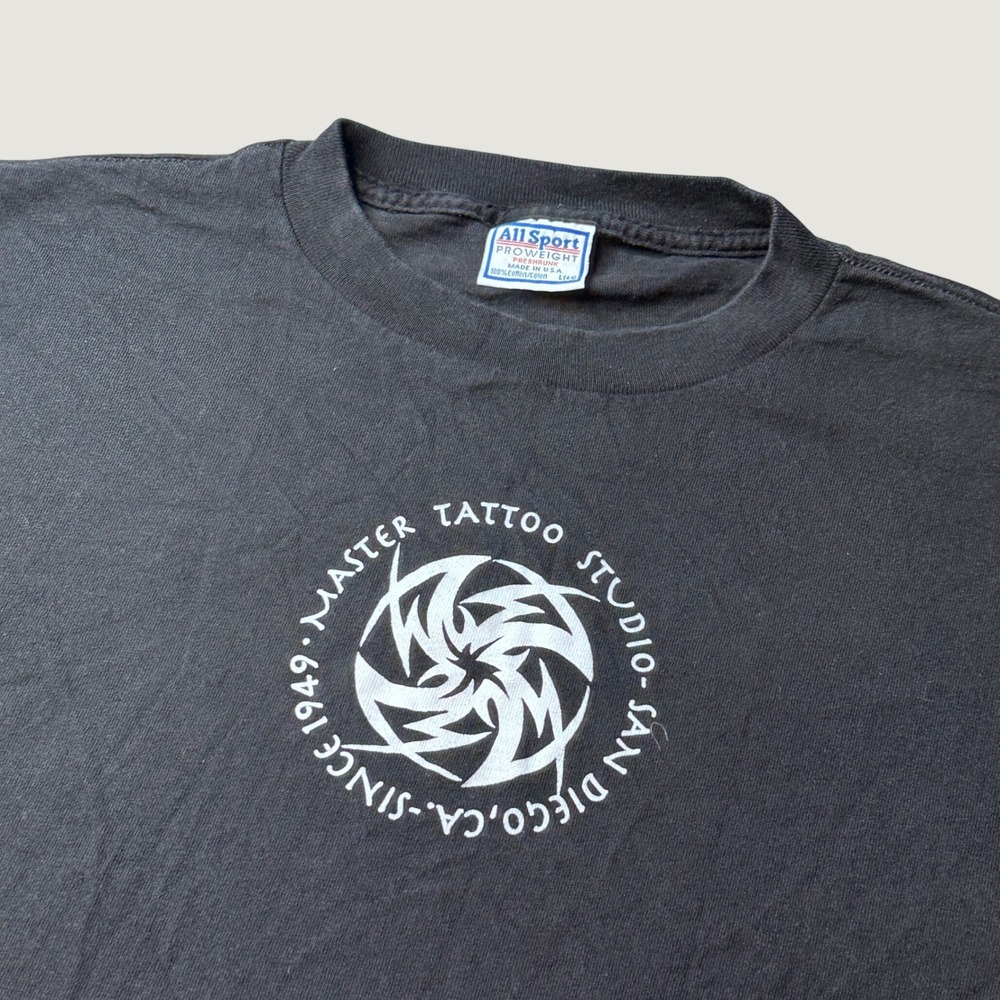 Vintage All Sport T-Shirt Mens L Proweight Black Master Tattoo Studio San Diego